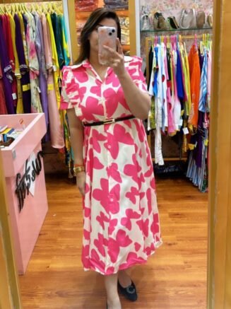 Pink Butterfly Pattern Dress