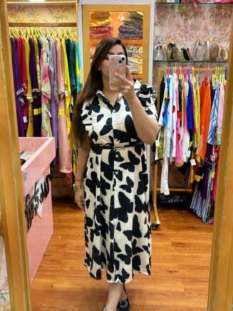 Black Butterfly Print Dress